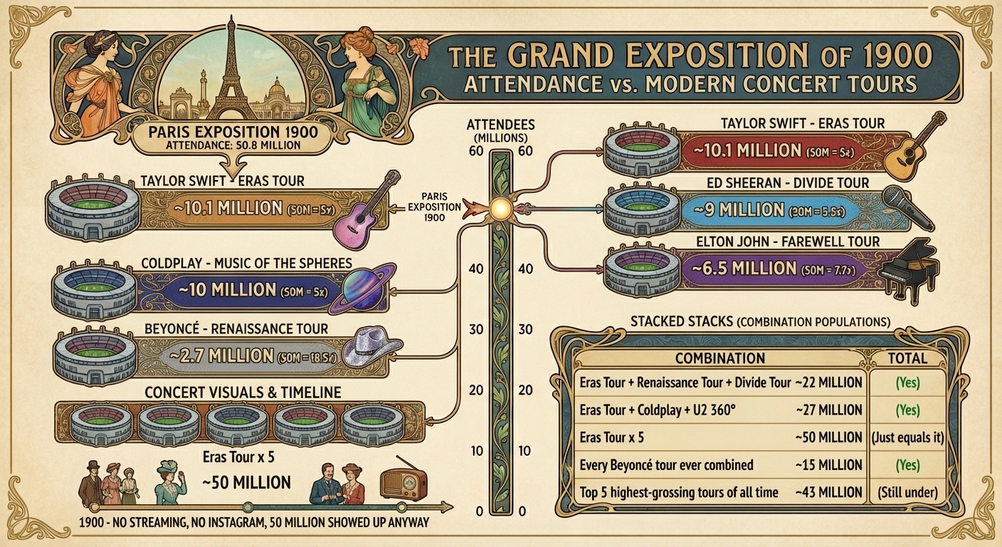 Stacked concert tour comparison - you'd need Eras Tour x5 to match