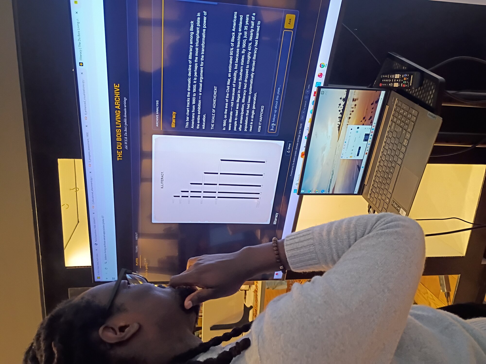 Presenting the Living Archive running on a 55-inch display