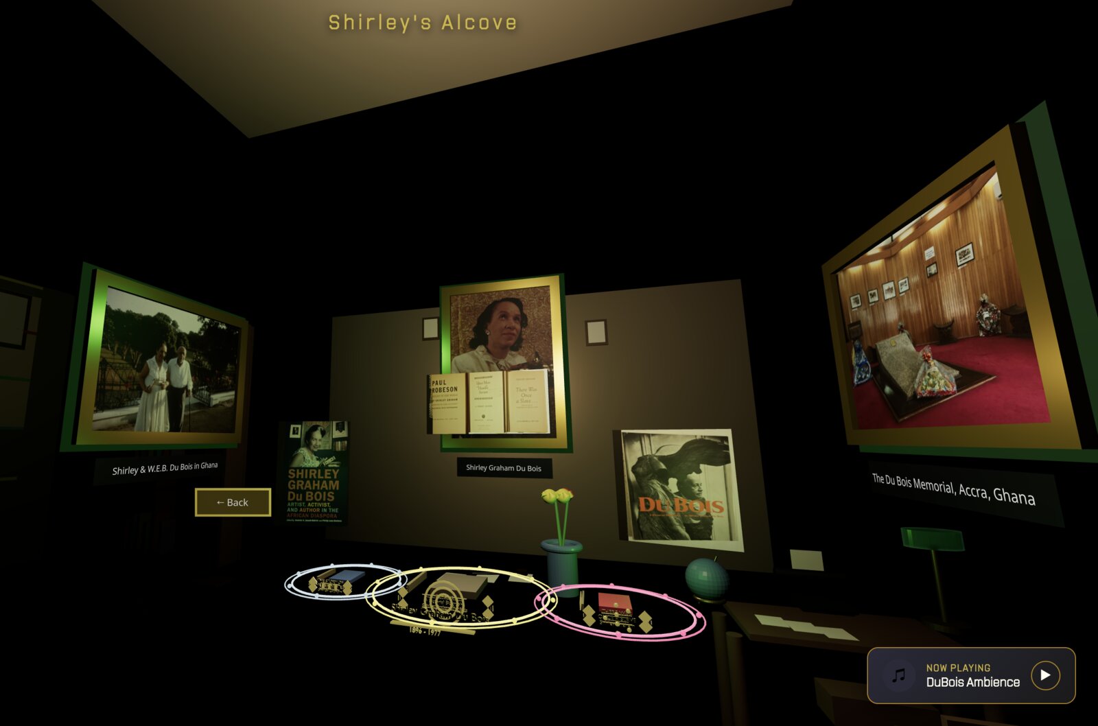 Shirley's Alcove — three glowing frames of Shirley Graham Du Bois's life